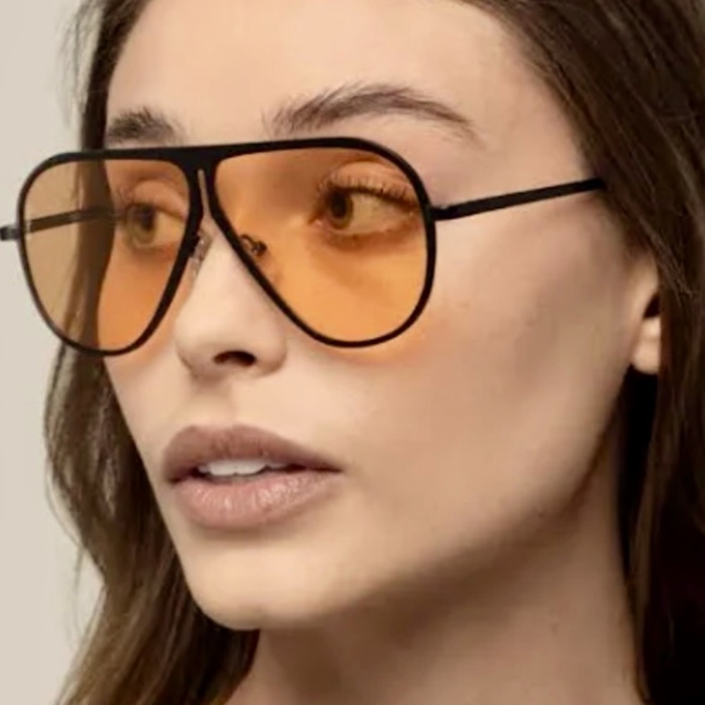 Otra Ava glasses. Stylish Black and Orange Aviator